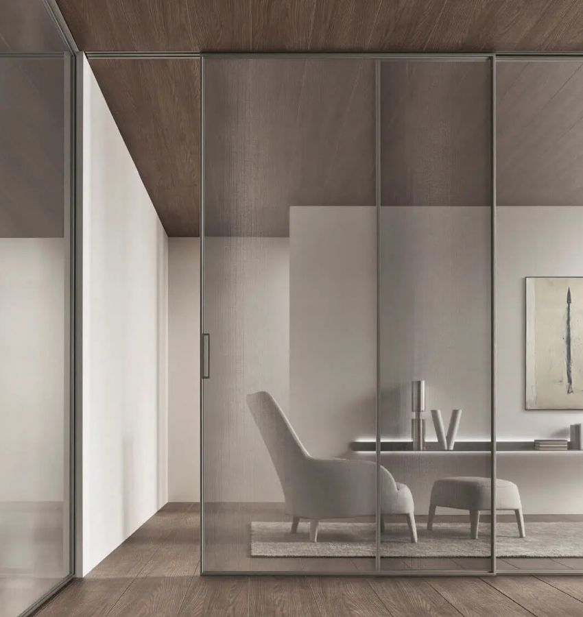 Структура, цвет 304 platino, стекло с сеткой, цвет 60 rete alluminio