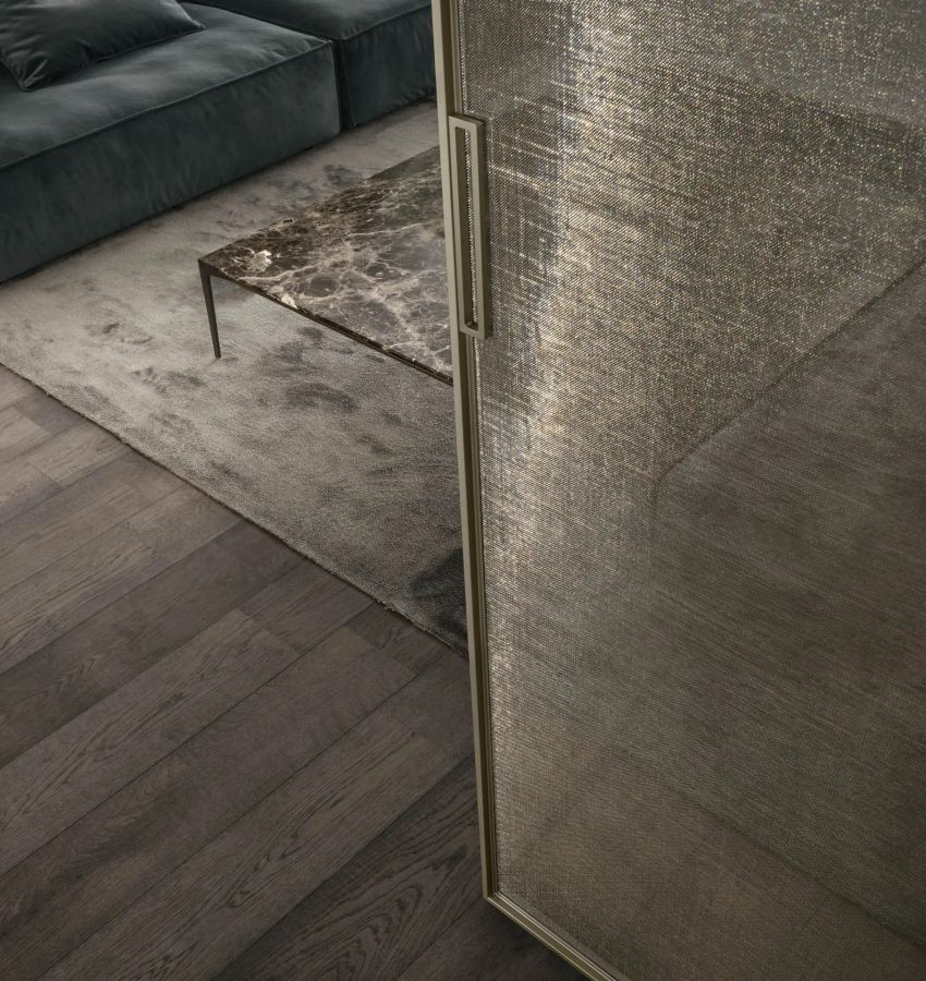 Структура и ручка - цвет 69 palladio, стекло с сеткой, цвет 66 maglia gold