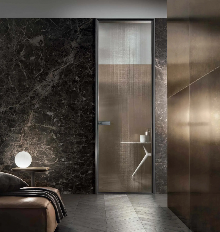 Структура и ручка - цвет 83 piombo, стекло с сеткой, цвет 62 rete bronzo