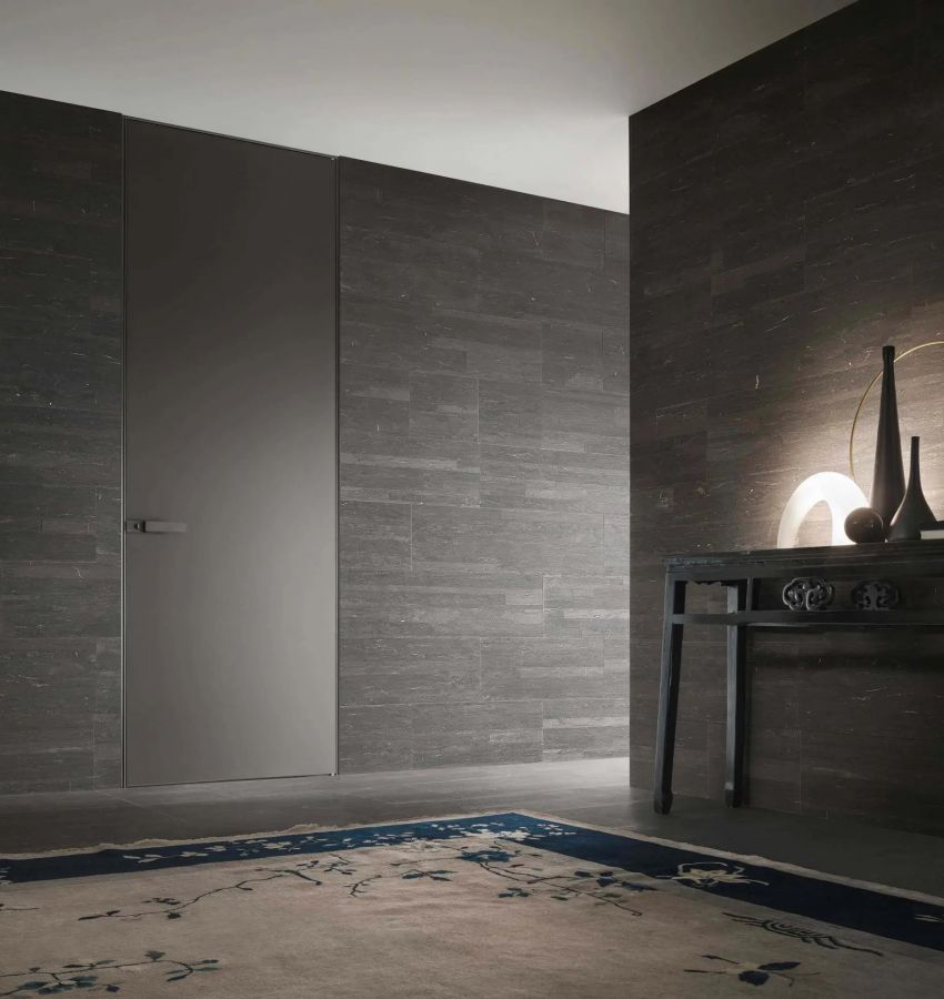 Структура, цвет 303 bronzo, стекло, цвет 128 moro opaco,  ручка со вставкой в цвет дверного полотна