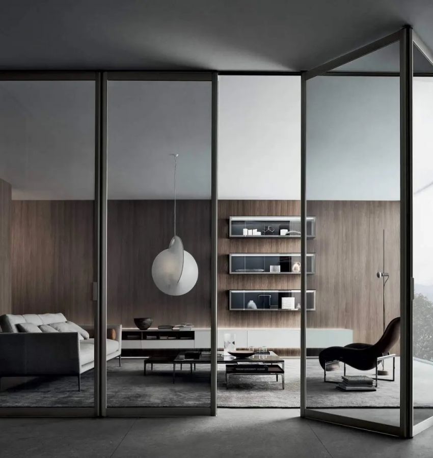 Структура и ручка - цвет 304 platino, стекло с сеткой, цвет 61 rete inox, направляющая - цвет 30 alluminio