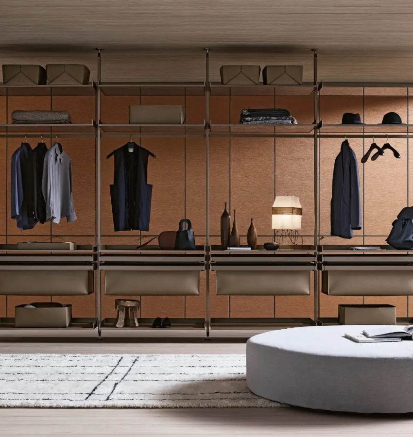 Структура, цвет 303 bronzo, полки - стекло, цвет 61 rete inox, аксессуары, отделка 154 argilla