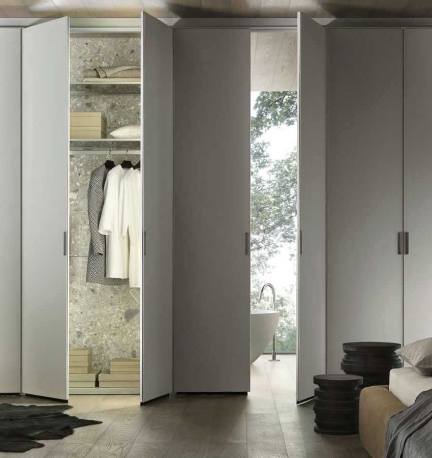 Структура, цвет 30 alluminio, дверцы - стекло, цвет 105 grigio chiaro opaco